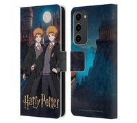 Head Case Designs Officially Licensed Harry Potter Fred and George Weasley Anime Celebration Leather Wallet Case Compatible With Samsung Galaxy S23+ 5G