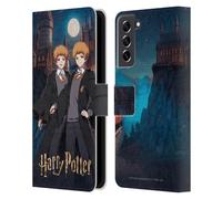 Head Case Designs Officially Licensed Harry Potter Fred and George Weasley Anime Celebration Leather Wallet Case Compatible With Samsung Galaxy S21 FE 5G