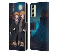 Head Case Designs Officially Licensed Harry Potter Fred and George Weasley Anime Celebration Leather Wallet Case Compatible With Samsung Galaxy A14 5G