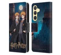 Head Case Designs Officially Licensed Harry Potter Fred and George Weasley Anime Celebration Leather Wallet Case Compatible With Samsung Galaxy S24 5G