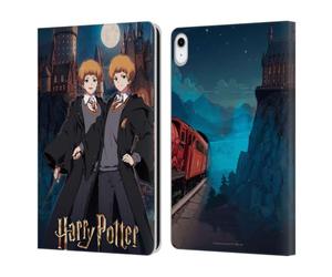 Head Case Designs Officially Licensed Harry Potter Fred and George Weasley Anime Celebration Leather Wallet Case Compatible With Apple iPad 10.9 2022/2025