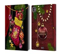Head Case Designs Officially Licensed Harry Potter Gryffindor Christmas Ornaments Leather Wallet Case Compatible With Apple iPad Pro 11 M4 2024