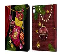 Head Case Designs Officially Licensed Harry Potter Gryffindor Christmas Ornaments Leather Wallet Case Compatible With Apple iPad 10.9 2022/2025