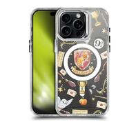 Head Case Designs Officially Licensed Harry Potter Gryffindor Pattern Magical Icons Shockproof Bumper Case [Military Grade] Compatible with Apple iPhone 15 Pro Max and Compatible with MagSafe