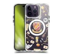Head Case Designs Officially Licensed Harry Potter Gryffindor Pattern Magical Icons Shockproof Bumper Case [Military Grade] Compatible with Apple iPhone 14 Pro Max and Compatible with MagSafe