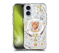 Head Case Designs Officially Licensed Harry Potter Gryffindor Pattern Magical Icons Shockproof Bumper Case [Military Grade Protection] Compatible with Apple iPhone 16 and Compatible with MagSafe
