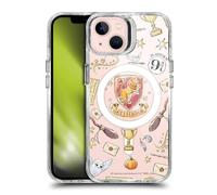 Head Case Designs Officially Licensed Harry Potter Gryffindor Pattern Magical Icons Shockproof Bumper Case [Military Grade Protection] Compatible with Apple iPhone 13 and Compatible with MagSafe