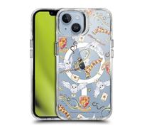Head Case Designs Officially Licensed Harry Potter Hedwig Gryffindor Pattern Magical Icons Shockproof Bumper Case [Military Grade] Compatible with Apple iPhone 14 and Compatible with MagSafe