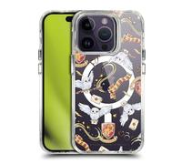 Head Case Designs Officially Licensed Harry Potter Hedwig Gryffindor Pattern Magical Icons Shockproof Bumper Case [Military Grade] Compatible with Apple iPhone 14 Pro and Compatible with MagSafe
