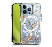 Head Case Designs Officially Licensed Harry Potter Hedwig Gryffindor Pattern Magical Icons Shockproof Bumper Case [Military Grade] Compatible with Apple iPhone 13 Pro and Compatible with MagSafe