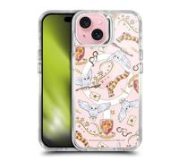 Head Case Designs Officially Licensed Harry Potter Hedwig Gryffindor Pattern Magical Icons Shockproof Bumper Case [Military Grade] Compatible with Apple iPhone 15 and Compatible with MagSafe