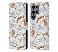 Head Case Designs Officially Licensed Harry Potter Hedwig Owl Pattern Deathly Hallows XIII Leather Wallet Case Compatible With Samsung Galaxy S25 Ultra