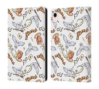 Head Case Designs Officially Licensed Harry Potter Hedwig Owl Pattern Deathly Hallows XIII Leather Wallet Case Compatible With Apple iPad mini (2021/2024)