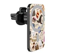 Head Case Designs Officially Licensed Harry Potter Hogwarts Magical Icons Magnetic Car Mount with Wireless Charger 15W Fast Charging Compatible with MagSafe iPhone and Android Qi Devices (Black)