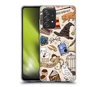 Head Case Designs Officially Licensed Harry Potter Hogwarts Pattern Deathly Hallows XXXVII Gel Case [Military Grade Protection] Compatible With Galaxy A52 / A52s / 5G (2021)