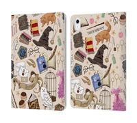 Head Case Designs Officially Licensed Harry Potter Hogwarts Pattern Deathly Hallows XXXVII Leather Wallet Case Compatible With Apple iPad Air 11 2020/2022/2024/2025