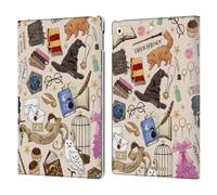 Head Case Designs Officially Licensed Harry Potter Hogwarts Pattern Deathly Hallows XXXVII Leather Wallet Case Compatible With Apple iPad 10.2 2019/2020/2021