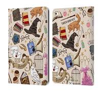 Head Case Designs Officially Licensed Harry Potter Hogwarts Pattern Deathly Hallows XXXVII Leather Wallet Case Compatible With Apple iPad 9.7 2017 / iPad 9.7 2018