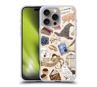 Head Case Designs Officially Licensed Harry Potter Hogwarts Pattern Deathly Hallows XXXVII Soft Gel Case Compatible With Apple iPhone 16 Pro Max