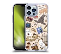 Head Case Designs Officially Licensed Harry Potter Hogwarts Pattern Deathly Hallows XXXVII Soft Gel Case Compatible With Apple iPhone 13 Pro Max