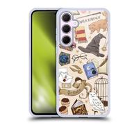Head Case Designs Officially Licensed Harry Potter Hogwarts Pattern Deathly Hallows XXXVII Soft Gel Case Compatible With Samsung Galaxy A35 5G
