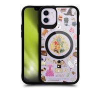 Head Case Designs Officially Licensed Harry Potter Hogwarts Pattern Magical Icons Black Shockproof Bumper Case [Military Grade Protection] Compatible with Apple iPhone 11 and Compatible with MagSafe