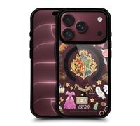 Head Case Designs Officially Licensed Harry Potter Hogwarts Pattern Magical Icons Black Shockproof Bumper Case [Military Grade] Compatible with Apple iPhone 18 Pro and Compatible with MagSafe