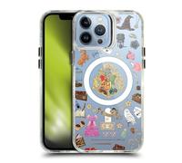 Head Case Designs Officially Licensed Harry Potter Hogwarts Pattern Magical Icons Shockproof Bumper Case [Military Grade] Compatible with Apple iPhone 13 Pro Max and Compatible with MagSafe