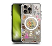 Head Case Designs Officially Licensed Harry Potter Hogwarts Pattern Magical Icons Shockproof Bumper Case [Military Grade] Compatible with Apple iPhone 16 Pro Max and Compatible with MagSafe
