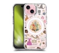 Head Case Designs Officially Licensed Harry Potter Hogwarts Pattern Magical Icons Shockproof Bumper Case [Military Grade Protection] Compatible with Apple iPhone 15 and Compatible with MagSafe
