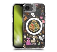 Head Case Designs Officially Licensed Harry Potter Hogwarts Pattern Magical Icons Shockproof Bumper Case [Military Grade Protection] Compatible with Apple iPhone 16e and Compatible with MagSafe