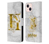Head Case Designs Officially Licensed Harry Potter Hufflepuff Aguamenti Deathly Hallows IX Leather Wallet Case Compatible With Apple iPhone 13