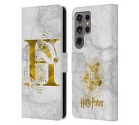 Head Case Designs Officially Licensed Harry Potter Hufflepuff Aguamenti Deathly Hallows IX Leather Wallet Case Compatible With Samsung Galaxy S24 Ultra 5G