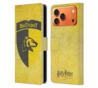 Head Case Designs Officially Licensed Harry Potter Hufflepuff Crest Sorcerer's Stone I Leather Wallet Case Compatible With Apple iPhone 17 Pro Max