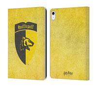 Head Case Designs Officially Licensed Harry Potter Hufflepuff Crest Sorcerer's Stone I Leather Wallet Case Compatible With Apple iPad 10.9 2022/2025