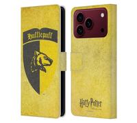 Head Case Designs Officially Licensed Harry Potter Hufflepuff Crest Sorcerer's Stone I Leather Wallet Case Compatible With Apple iPhone 18 Pro Max