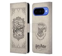 Head Case Designs Officially Licensed Harry Potter Hufflepuff Parchment Sorcerer's Stone I Leather Wallet Case Compatible With Google Pixel 10