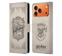Head Case Designs Officially Licensed Harry Potter Hufflepuff Parchment Sorcerer's Stone I Leather Wallet Case Compatible With Apple iPhone 17 Pro Max