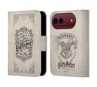 Head Case Designs Officially Licensed Harry Potter Hufflepuff Parchment Sorcerer's Stone I Leather Wallet Case Compatible With Apple iPhone Duo