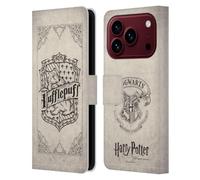 Head Case Designs Officially Licensed Harry Potter Hufflepuff Parchment Sorcerer's Stone I Leather Wallet Case Compatible With Apple iPhone 18 Pro