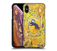 Head Case Designs Officially Licensed Harry Potter Hufflepuff Pattern Deathly Hallows XIII Black Soft Gel Case Compatible With Apple iPhone XS Max