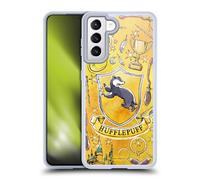 Head Case Designs Officially Licensed Harry Potter Hufflepuff Pattern Deathly Hallows XIII Gel Case [Military Grade Protection] Compatible with Samsung Galaxy S21 5G and Compatible with MagSafe