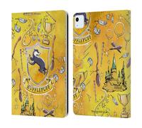 Head Case Designs Officially Licensed Harry Potter Hufflepuff Pattern Deathly Hallows XIII Leather Wallet Case Compatible With Apple iPad Air 11 2020/2022/2024/2025