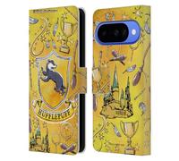 Head Case Designs Officially Licensed Harry Potter Hufflepuff Pattern Deathly Hallows XIII Leather Wallet Case Compatible With Google Pixel 10