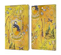 Head Case Designs Officially Licensed Harry Potter Hufflepuff Pattern Deathly Hallows XIII Leather Wallet Case Compatible With Apple iPad 10.2 2019/2020/2021