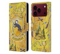 Head Case Designs Officially Licensed Harry Potter Hufflepuff Pattern Deathly Hallows XIII Leather Wallet Case Compatible With Apple iPhone 18 Pro Max