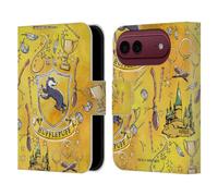 Head Case Designs Officially Licensed Harry Potter Hufflepuff Pattern Deathly Hallows XIII Leather Wallet Case Compatible With Apple iPhone Duo