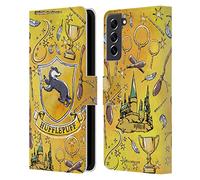 Head Case Designs Officially Licensed Harry Potter Hufflepuff Pattern Deathly Hallows XIII Leather Wallet Case Compatible With Samsung Galaxy S21 FE 5G