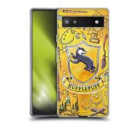 Head Case Designs Officially Licensed Harry Potter Hufflepuff Pattern Deathly Hallows XIII Soft Gel Case Compatible With Google Pixel 6a