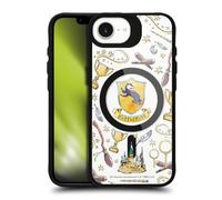 Head Case Designs Officially Licensed Harry Potter Hufflepuff Pattern Magical Icons Black Shockproof Bumper Case Compatible with Apple iPhone 16e / Apple iPhone 17e and Compatible with MagSafe
